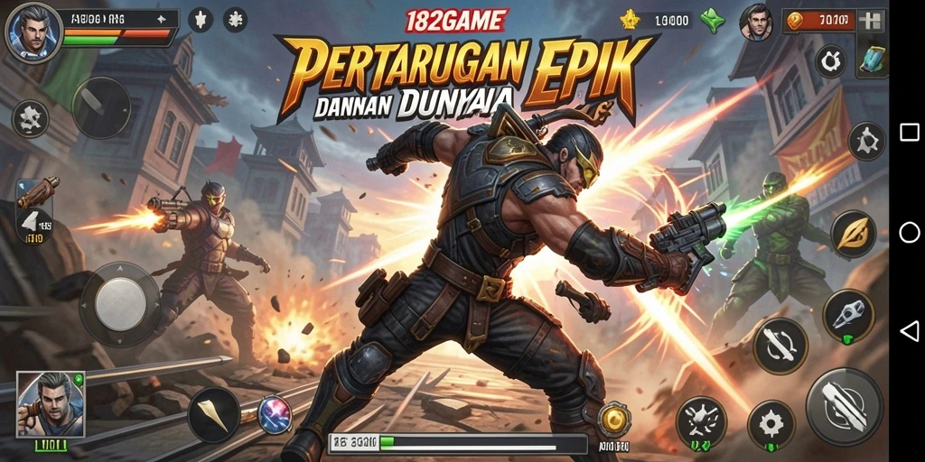 Tampilan aksi mendebarkan dalam gameplay 182GAME.