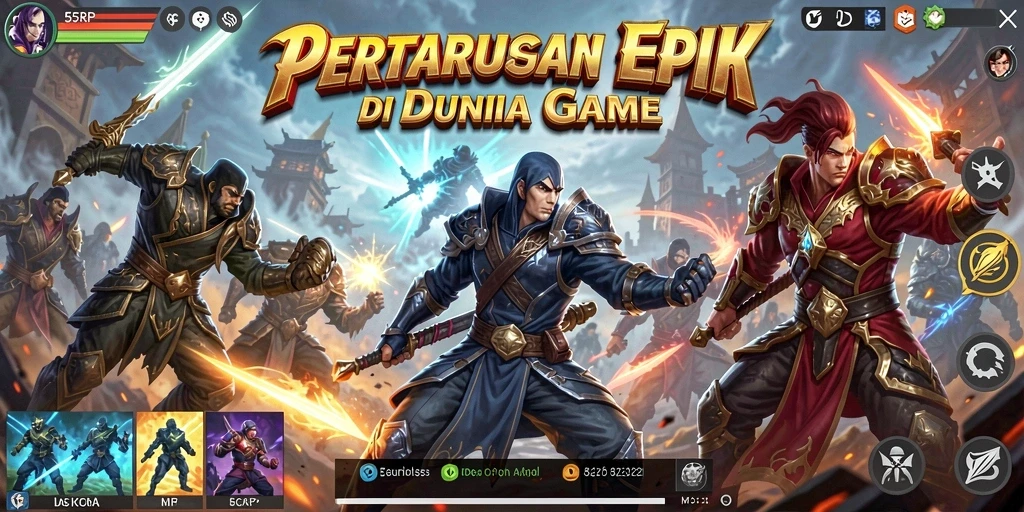 Tangkapan layar 55RP menunjukkan aksi pertarungan intens antara karakter.