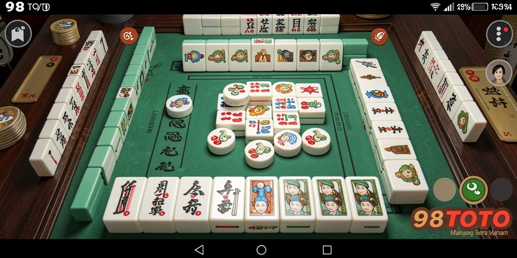 Screenshot gameplay menampilkan suasana seru saat bermain Mahjong di 98TOTO.