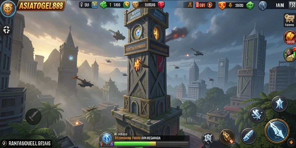 Tampilan gameplay menegangkan dari ASIATOGEL88 dengan strategi Tower Defense.