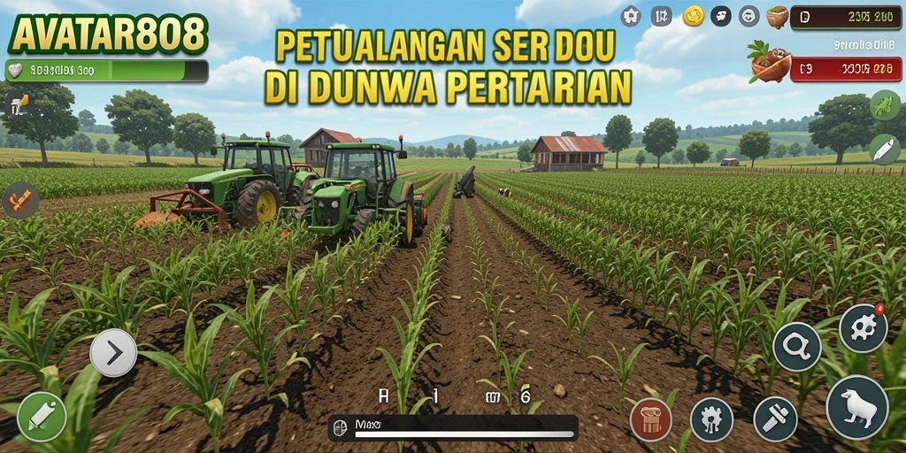 Screenshot utama AVATAR808 menampilkan gameplay seru dalam pertanian.