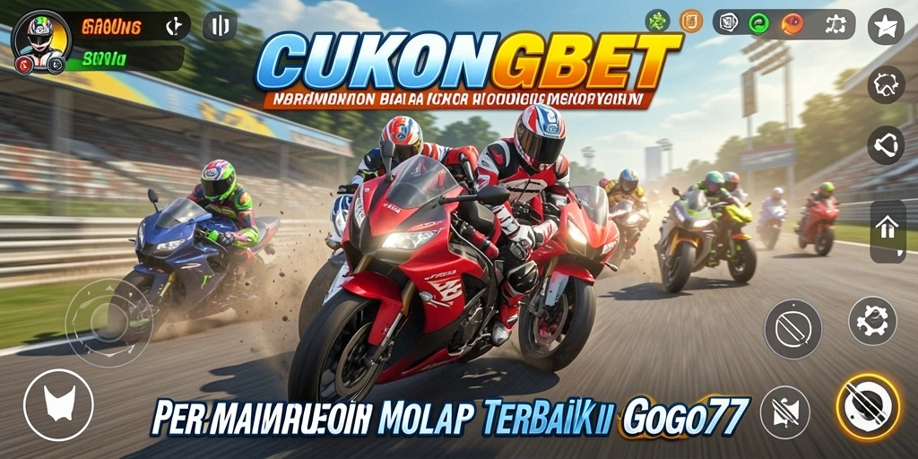 Tampilan gameplay CUKONGBET yang mendebarkan saat balapan motor.