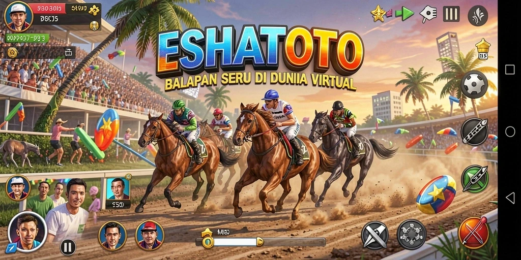 Tangkapan layar utama gameplay ESHATOTO menampilkan balapan yang mendebarkan dan grafik yang memukau.