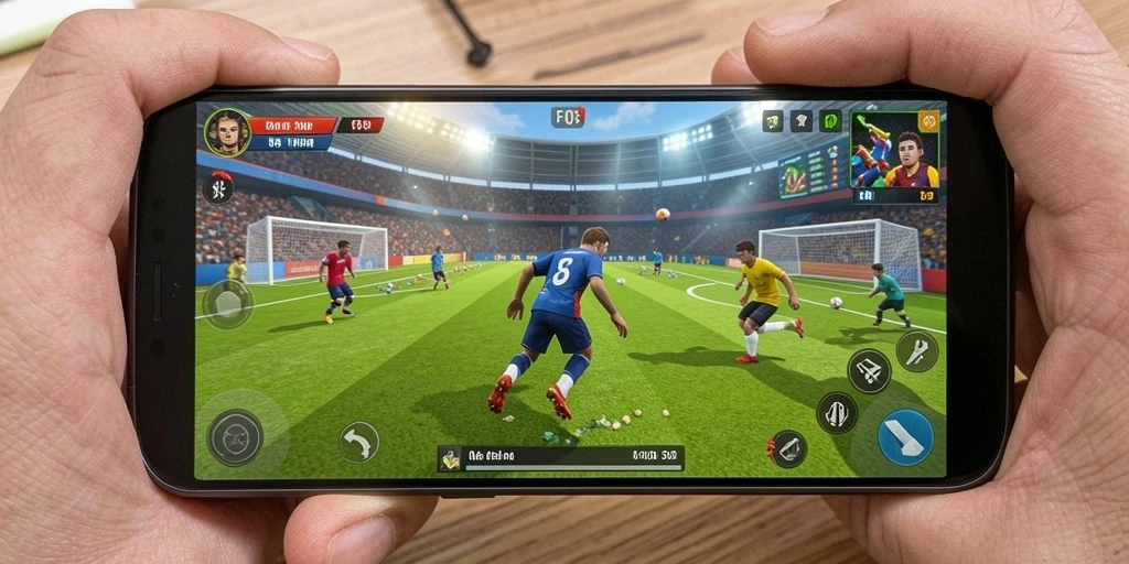 Tampilan gameplay seru dari F08 yang menampilkan pertandingan olahraga mendebarkan.
