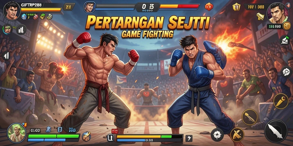 Screenshot utama menampilkan aksi pertarungan mendebarkan dalam GIFTRP288.