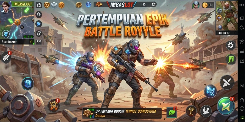 Gameplay seru IMBASLOT dengan aksi pertempuran Battle Royale yang mendebarkan.