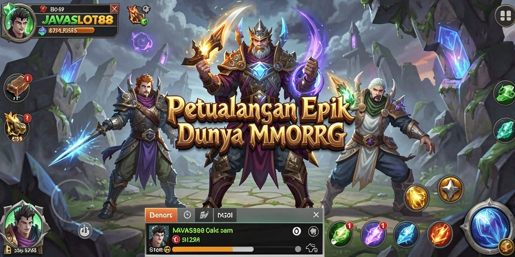 Tampilan gameplay epik dalam dunia JAVASLOT88 yang menakjubkan.