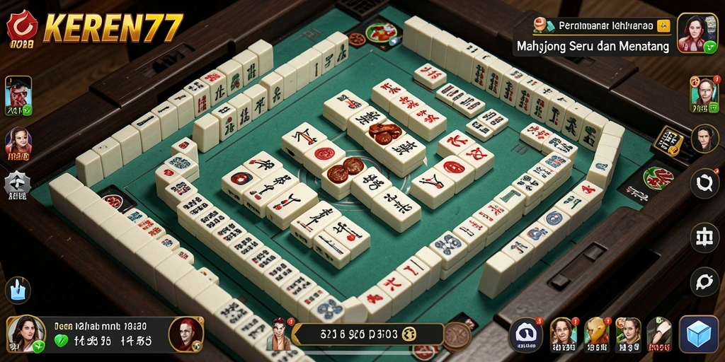 Tampilan gameplay Mahjong di KEREN77 yang menarik dan interaktif.