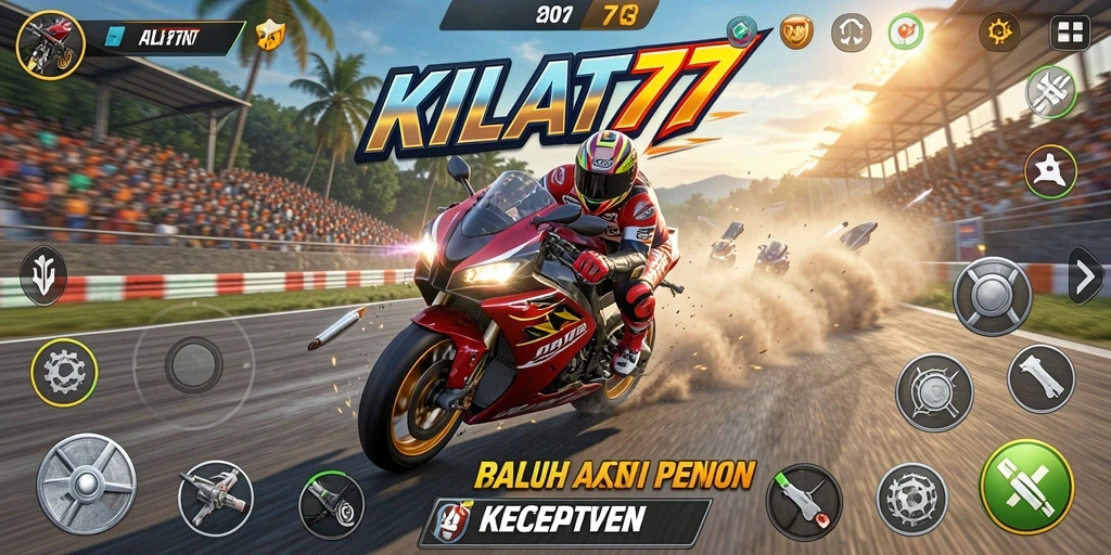 Tangkapan layar KILAT77 menampilkan aksi balapan motor yang mendebarkan.
