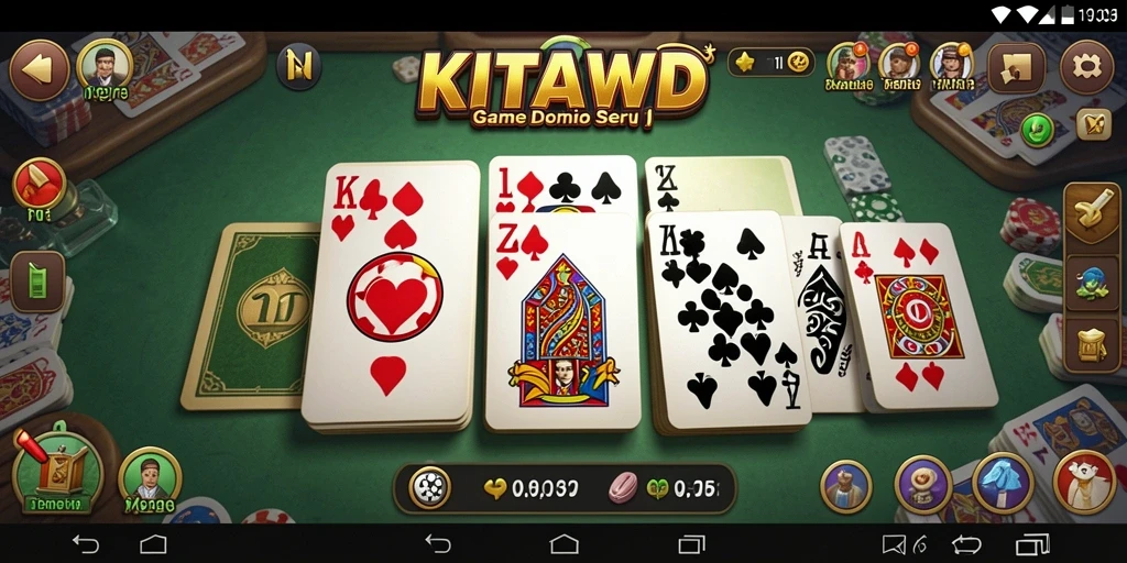 Screenshot utama KITAWD menampilkan gameplay Domino yang seru.