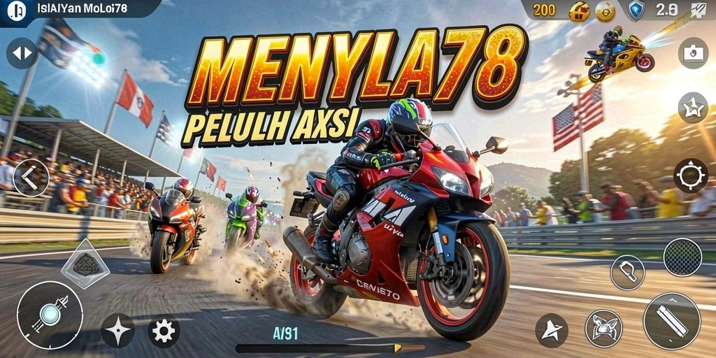 Screenshot menampilkan aksi balapan mendebarkan di MENYALA78.