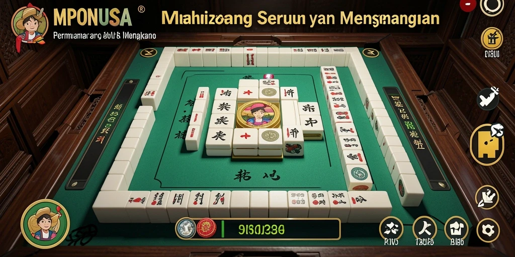 Tampilan gameplay yang seru dalam permainan Mahjong MPONUSA.