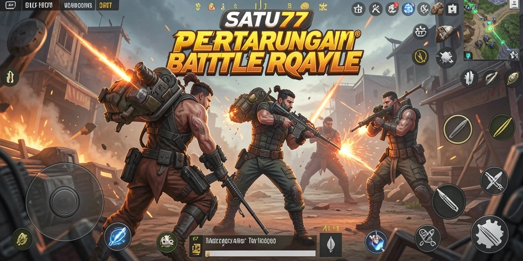 Screenshot gameplay SATU77 yang menampilkan aksi Battle Royale seru.