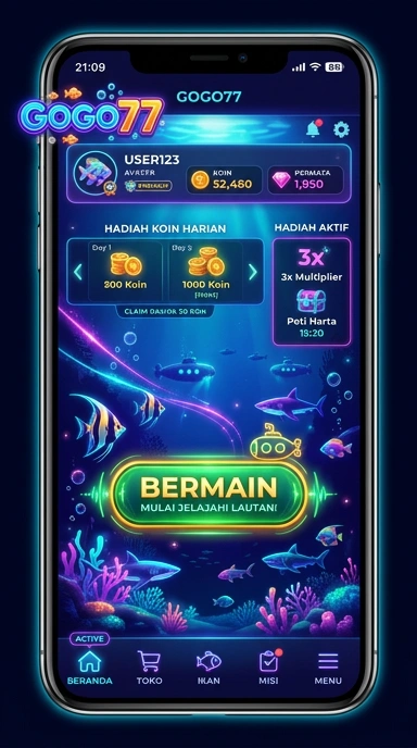 Tampilan utama aplikasi gogo77 dengan berbagai kategori aplikasi.
